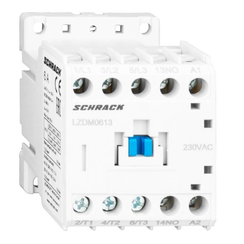 SCHRACK-LZDM0613 Mágneskapcsoló 3p, CUBICO Mini, 2,2kW, 6A, 1z, 230VAC